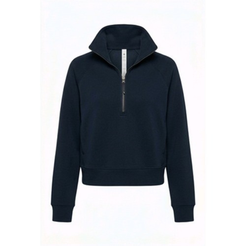 Spanx AirEssentials Sweatshirt Women M Black 1/2 Zip Collared Raglan Pullover